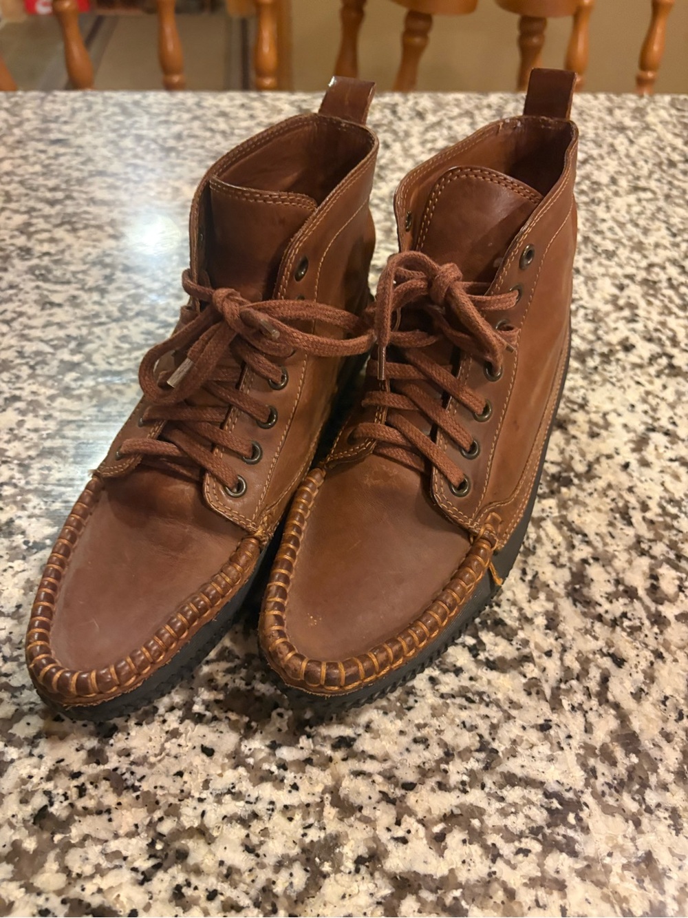 Cole Haan Brown Lace-Up Women's Moc Toe Boots